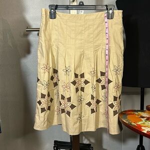 LOFT Women's Brown, Tan and Cream Boho floral Skirt - Size 6